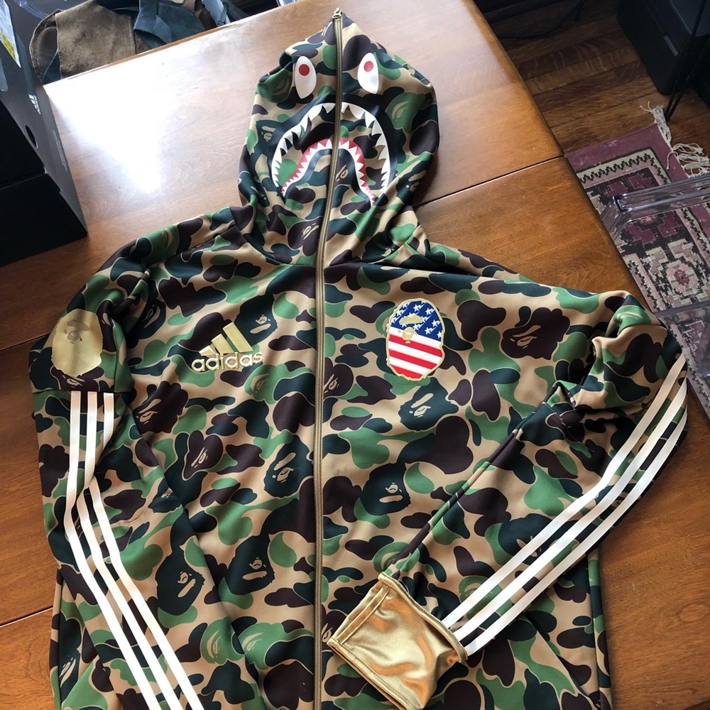 Men’s Adidas x Bape Camo Shark Hoodie XL